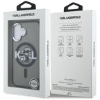 Karl Lagerfeld IML Glitter Karl & Choupette Sketch Logo MagSafe dėklas, skirtas iPhone 16 - Juodas -- iPhone 16
