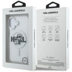 Karl Lagerfeld IML Glitter Karl & Choupette Sketch Logo MagSafe dėklas skirtas iPhone 16 - Permatomas -- iPhone 16