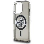 Karl Lagerfeld IML Glitter Karl & Choupette Sketch Logo MagSafe dėklas skirtas iPhone 16 Pro - Juodas -- iPhone 16 Pro