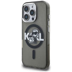Karl Lagerfeld IML Glitter Karl & Choupette Sketch Logo MagSafe dėklas skirtas iPhone 16 Pro Max - Juodas -- iPhone 16...