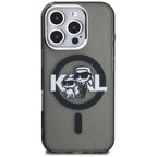 Karl Lagerfeld IML Glitter Karl & Choupette Sketch Logo MagSafe dėklas skirtas iPhone 16 Pro Max - Juodas -- iPhone 16...