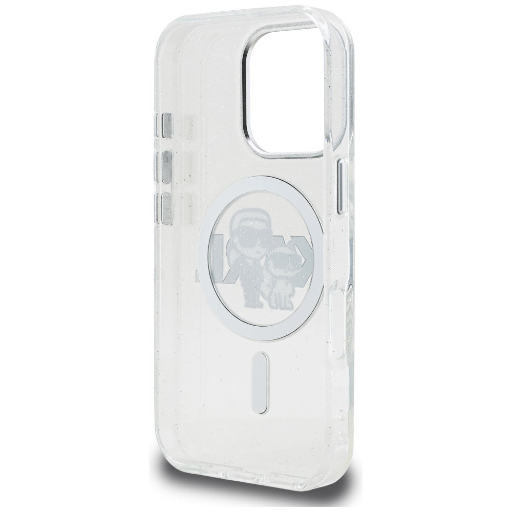 Karl Lagerfeld IML Glitter Karl & Choupette Sketch Logo MagSafe dėklas skirtas iPhone 16 Pro Max - Permatomas -- iPhone...
