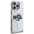 Karl Lagerfeld IML Glitter Karl & Choupette Sketch Logo MagSafe dėklas skirtas iPhone 16 Pro - Permatomas -- iPhone 16 Pro
