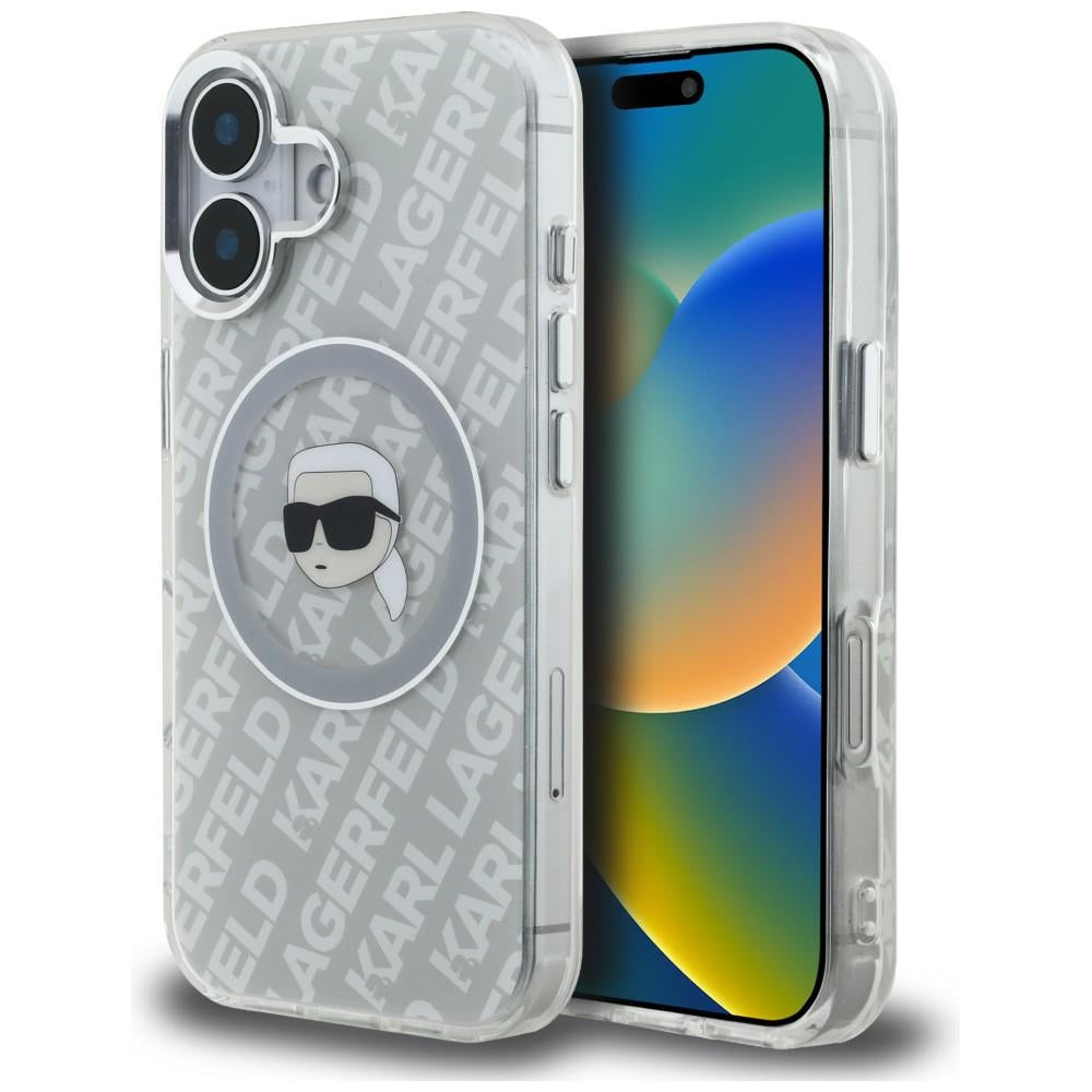 Karl Lagerfeld IML Karl Head Logo MagSafe dėklas iPhone 16 - Pilkas -- iPhone 16