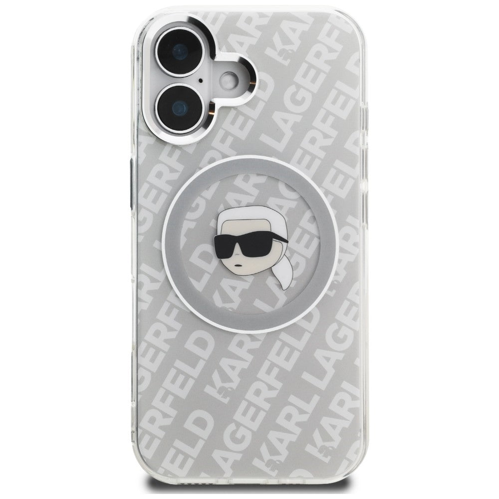 Karl Lagerfeld IML Karl Head Logo MagSafe dėklas iPhone 16 - Pilkas -- iPhone 16