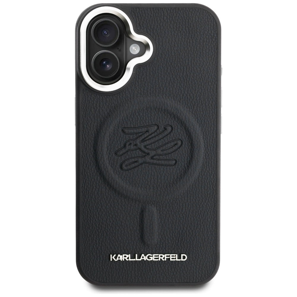 Karl Lagerfeld Initial & Metal Logo MagSafe dėklas iPhone 16 - Juodas -- iPhone 16