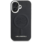 Karl Lagerfeld Initial & Metal Logo MagSafe dėklas iPhone 16 - Juodas -- iPhone 16