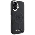 Karl Lagerfeld Initial & Metal Logo MagSafe dėklas iPhone 16 - Juodas -- iPhone 16