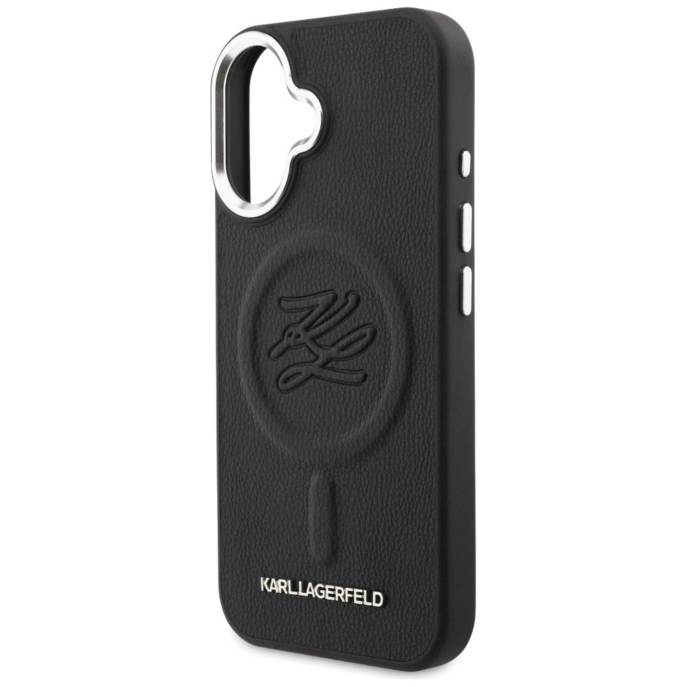 Karl Lagerfeld Initial & Metal Logo MagSafe dėklas iPhone 16 - Juodas -- iPhone 16