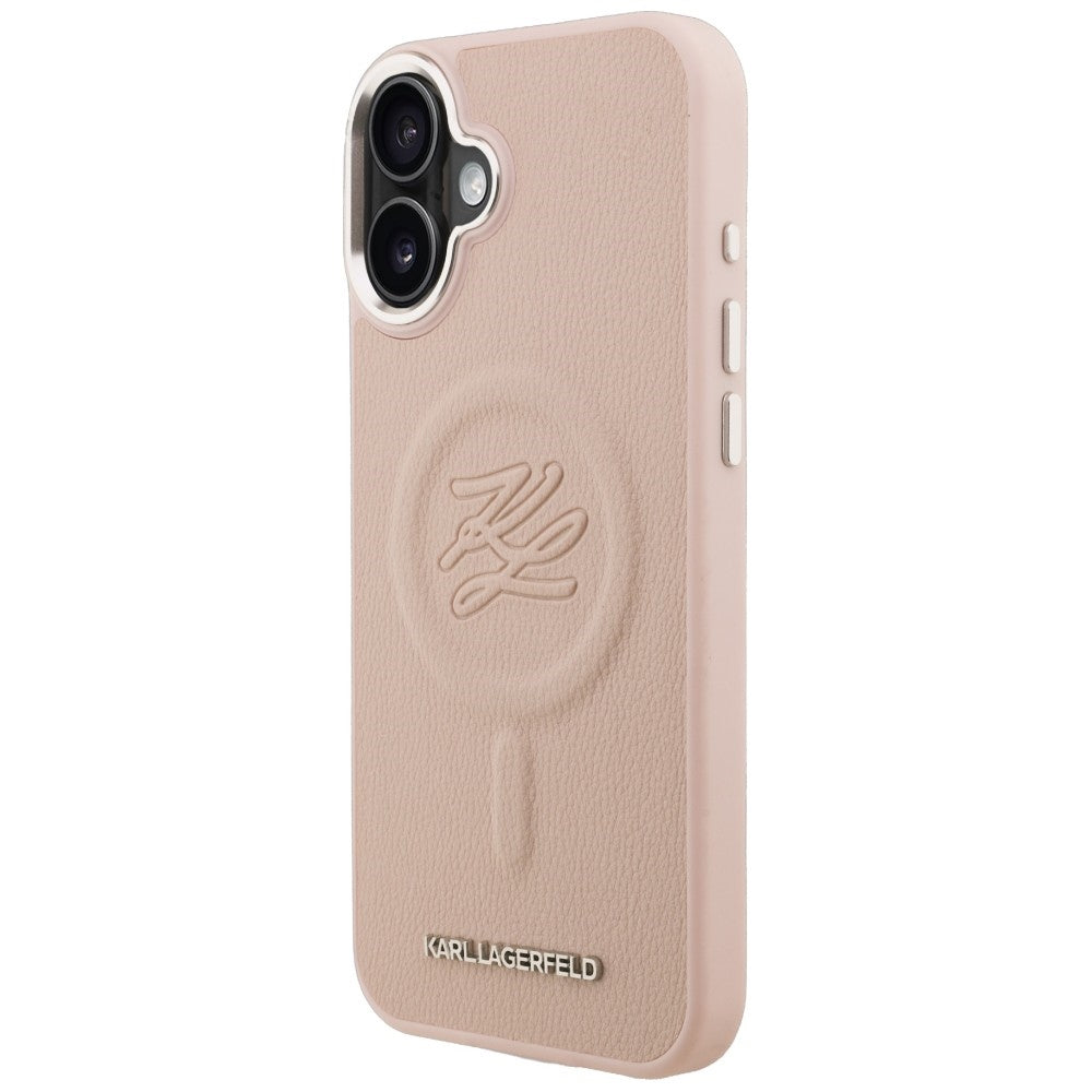 Karl Lagerfeld Initial & Metal Logo MagSafe dėklas iPhone 16 Plus - Rožinis -- iPhone 16 Plus