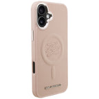 Karl Lagerfeld Initial & Metal Logo MagSafe dėklas iPhone 16 Plus - Rožinis -- iPhone 16 Plus