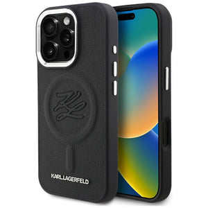 Karl Lagerfeld Initial & Metal Logo MagSafe dėklas iPhone 16 Pro - Juodas -- iPhone 16 Pro