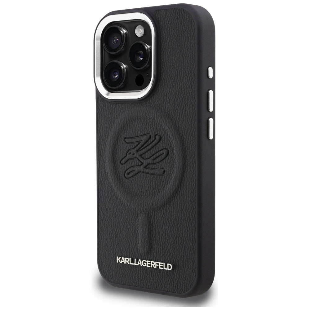 Karl Lagerfeld Initial & Metal Logo MagSafe dėklas iPhone 16 Pro - Juodas -- iPhone 16 Pro