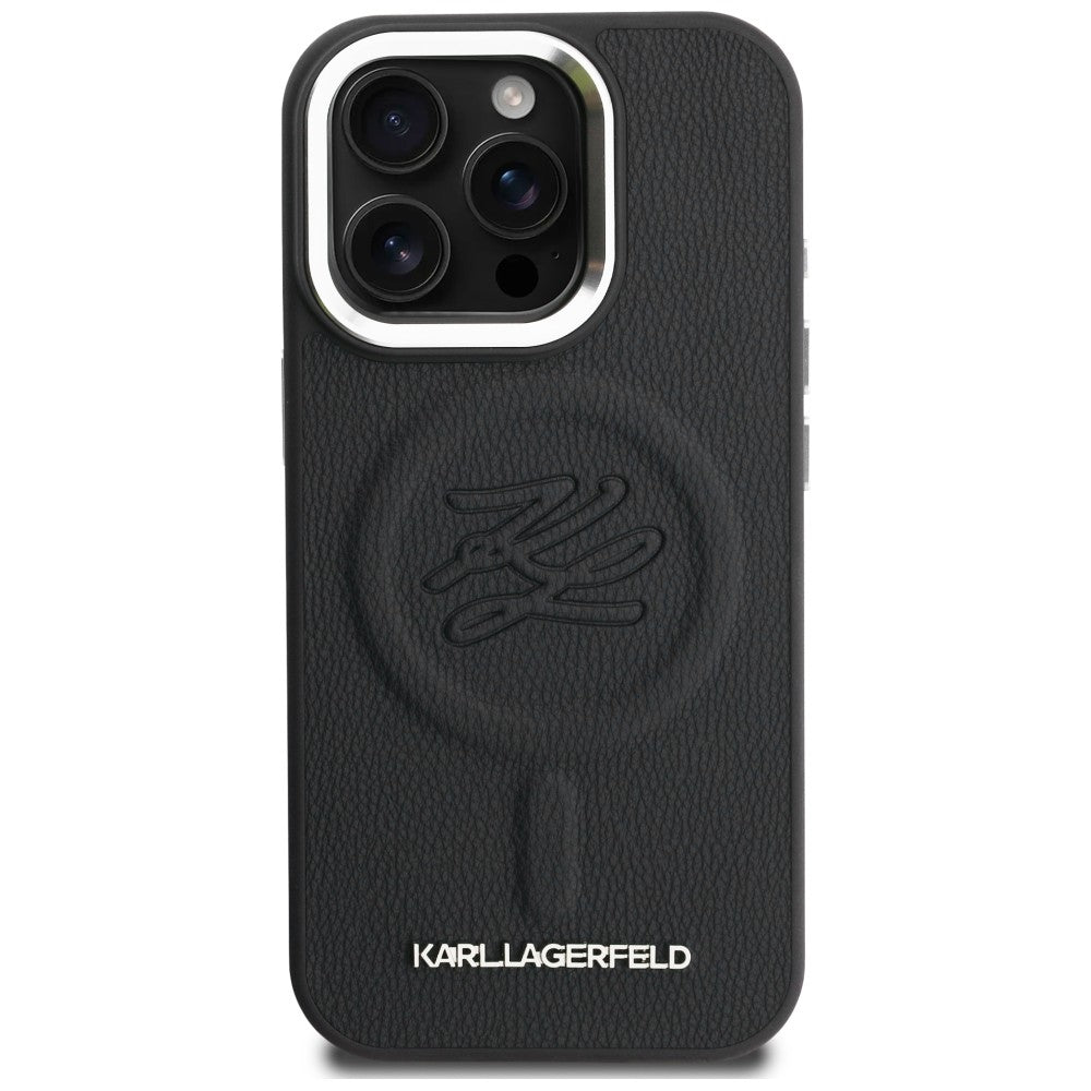 Karl Lagerfeld Initial & Metal Logo MagSafe dėklas iPhone 16 Pro - Juodas -- iPhone 16 Pro