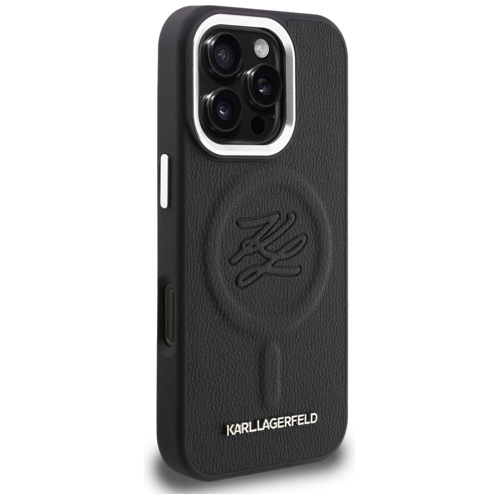 Karl Lagerfeld Initial & Metal Logo MagSafe dėklas iPhone 16 Pro - Juodas -- iPhone 16 Pro