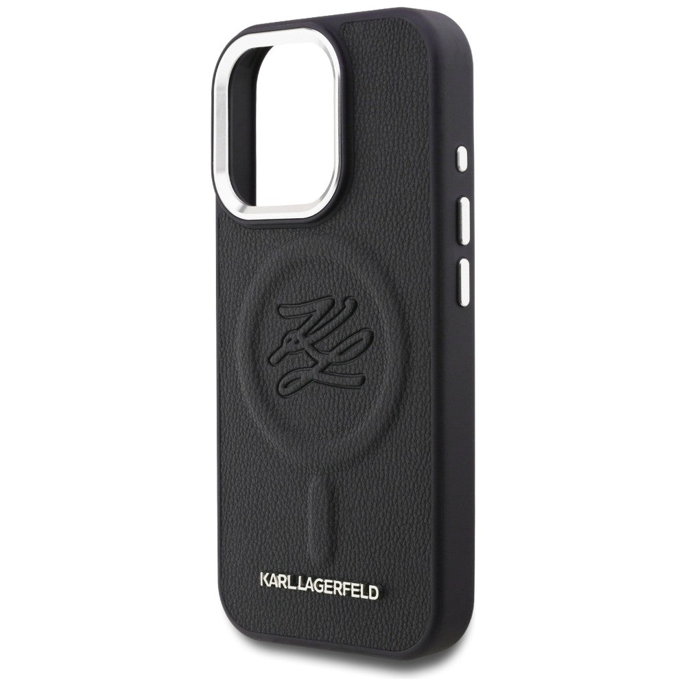 Karl Lagerfeld Initial & Metal Logo MagSafe dėklas iPhone 16 Pro - Juodas -- iPhone 16 Pro