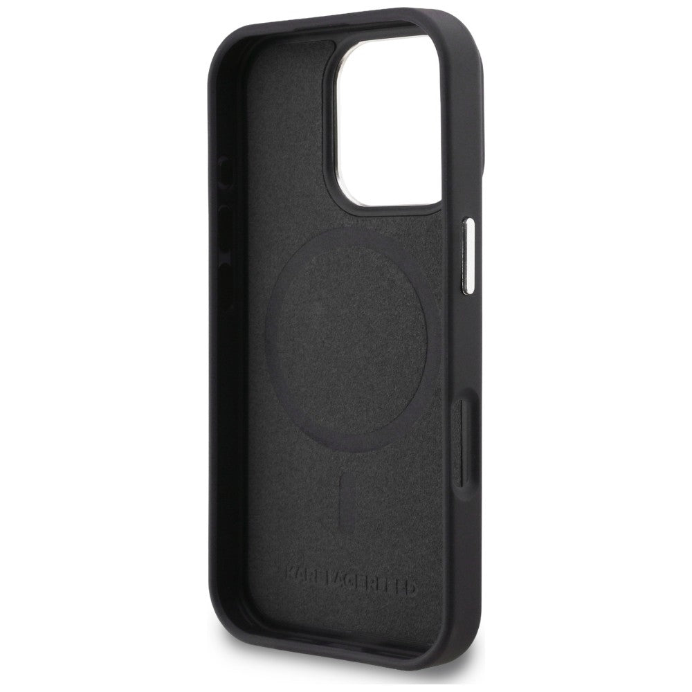 Karl Lagerfeld Initial & Metal Logo MagSafe dėklas iPhone 16 Pro - Juodas -- iPhone 16 Pro
