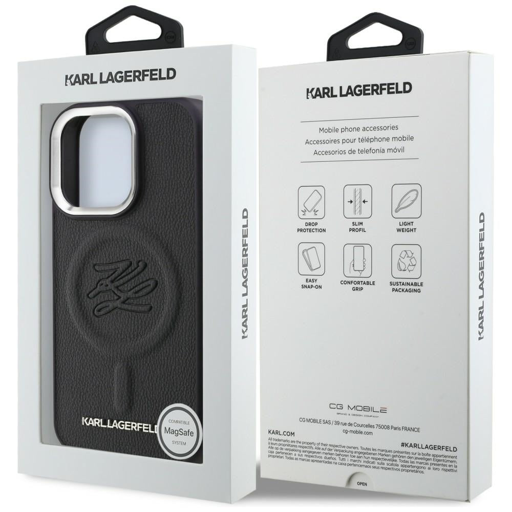 Karl Lagerfeld Initial & Metal Logo MagSafe dėklas iPhone 16 Pro - Juodas -- iPhone 16 Pro