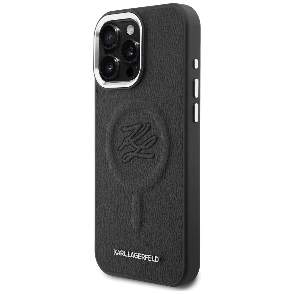 Karl Lagerfeld Embossed Ring Initials MagSafe dėklas Samsung Galaxy S26 - Juodas -- Samsung Galaxy S26