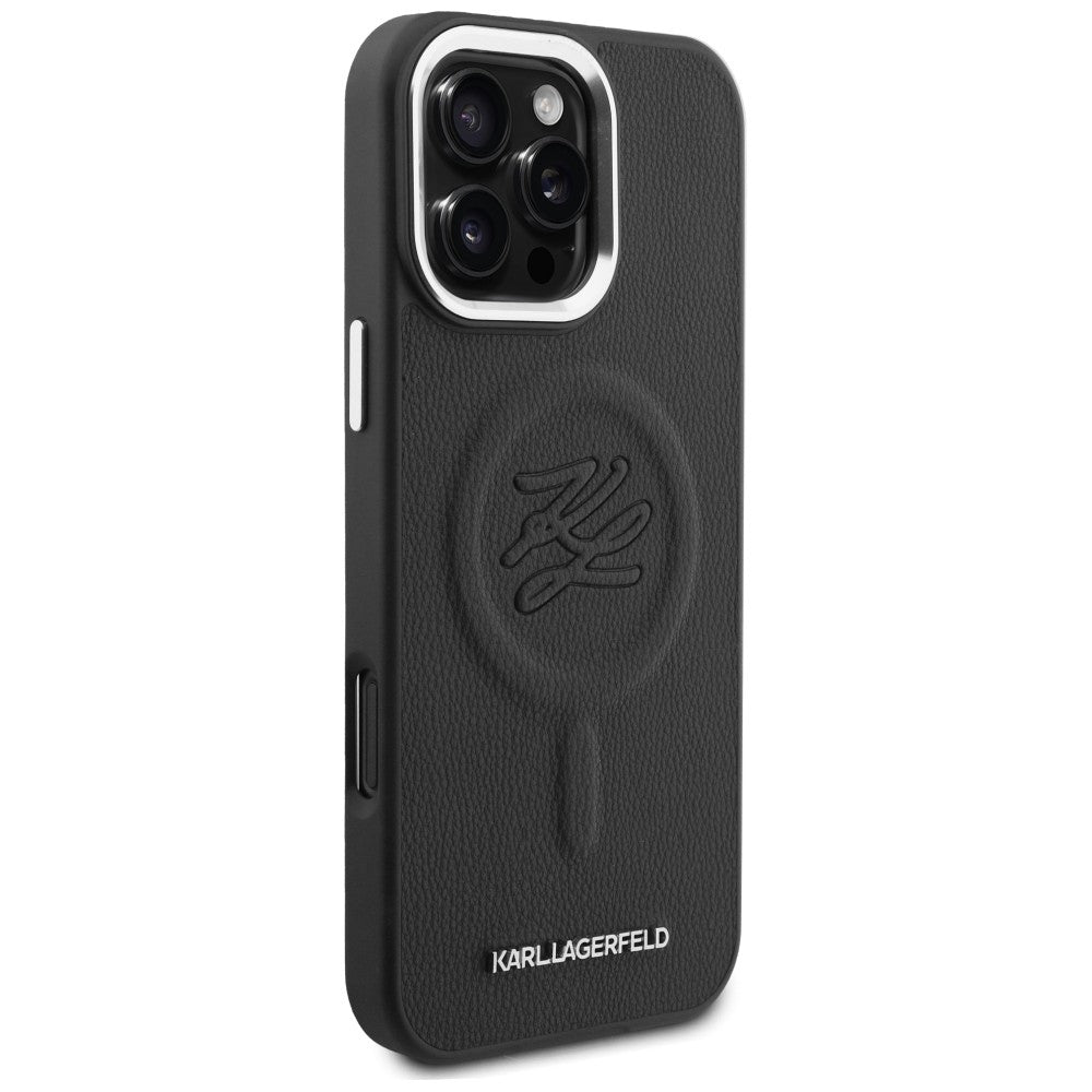 Karl Lagerfeld Embossed Ring Initials MagSafe dėklas Samsung Galaxy S26 - Juodas -- Samsung Galaxy S26