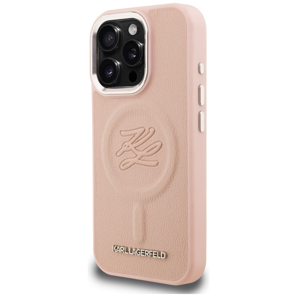 Karl Lagerfeld Initial & Metal Logo MagSafe dėklas iPhone 16 Pro Max - Rožinis -- iPhone 16 Pro Max