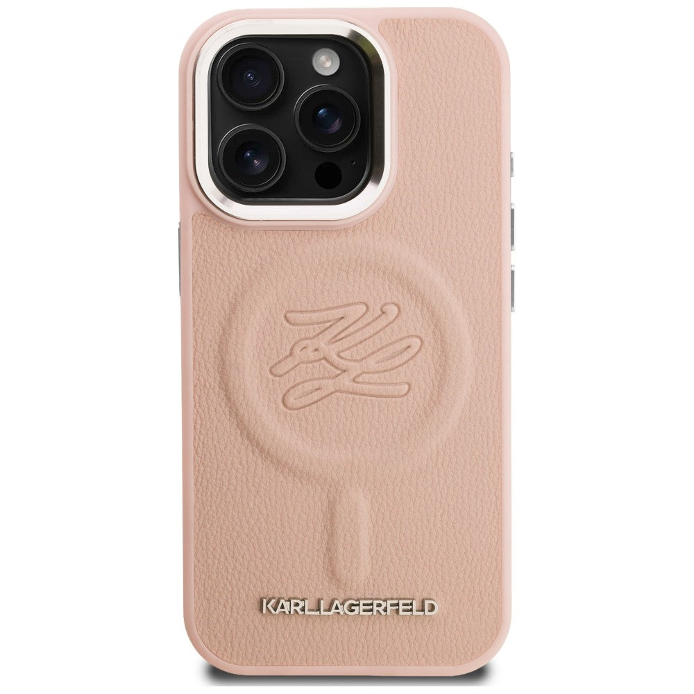 Karl Lagerfeld Initial & Metal Logo MagSafe dėklas iPhone 16 Pro Max - Rožinis -- iPhone 16 Pro Max