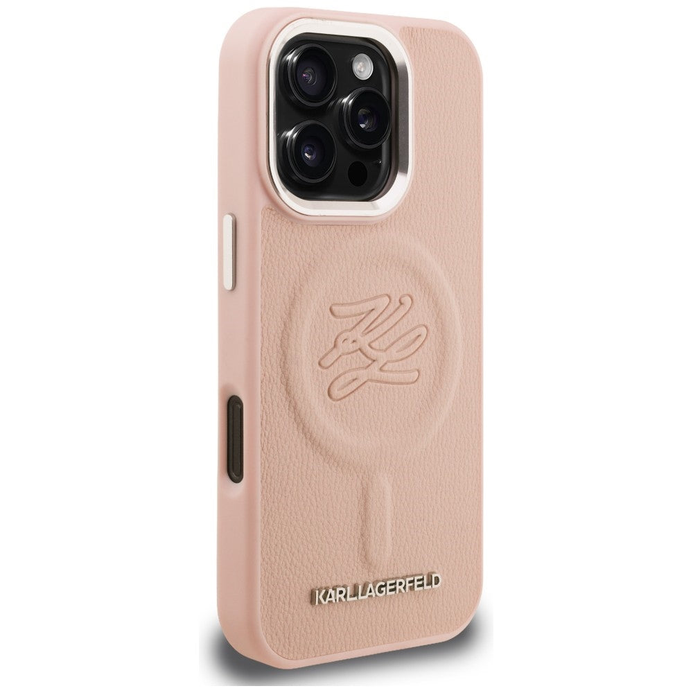 Karl Lagerfeld Initial & Metal Logo MagSafe dėklas iPhone 16 Pro Max - Rožinis -- iPhone 16 Pro Max