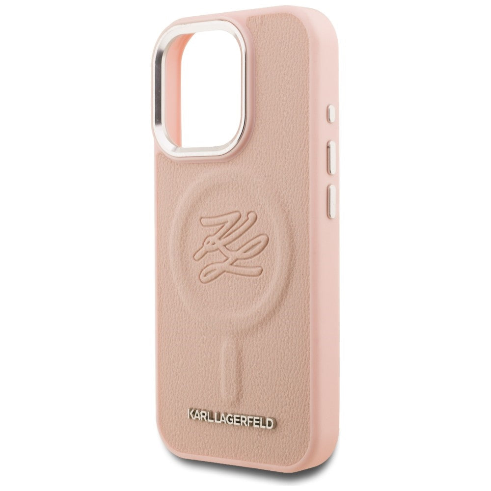 Karl Lagerfeld Initial & Metal Logo MagSafe dėklas iPhone 16 Pro Max - Rožinis -- iPhone 16 Pro Max