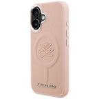 Karl Lagerfeld Initial & Metal Logo MagSafe dėklas iPhone 16 - Rožinis -- iPhone 16