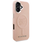 Karl Lagerfeld Initial & Metal Logo MagSafe dėklas iPhone 16 - Rožinis -- iPhone 16
