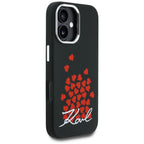 Karl Lagerfeld Silicone Heart Sign Logo MagSafe dėklas iPhone 16 - Juodas -- iPhone 16