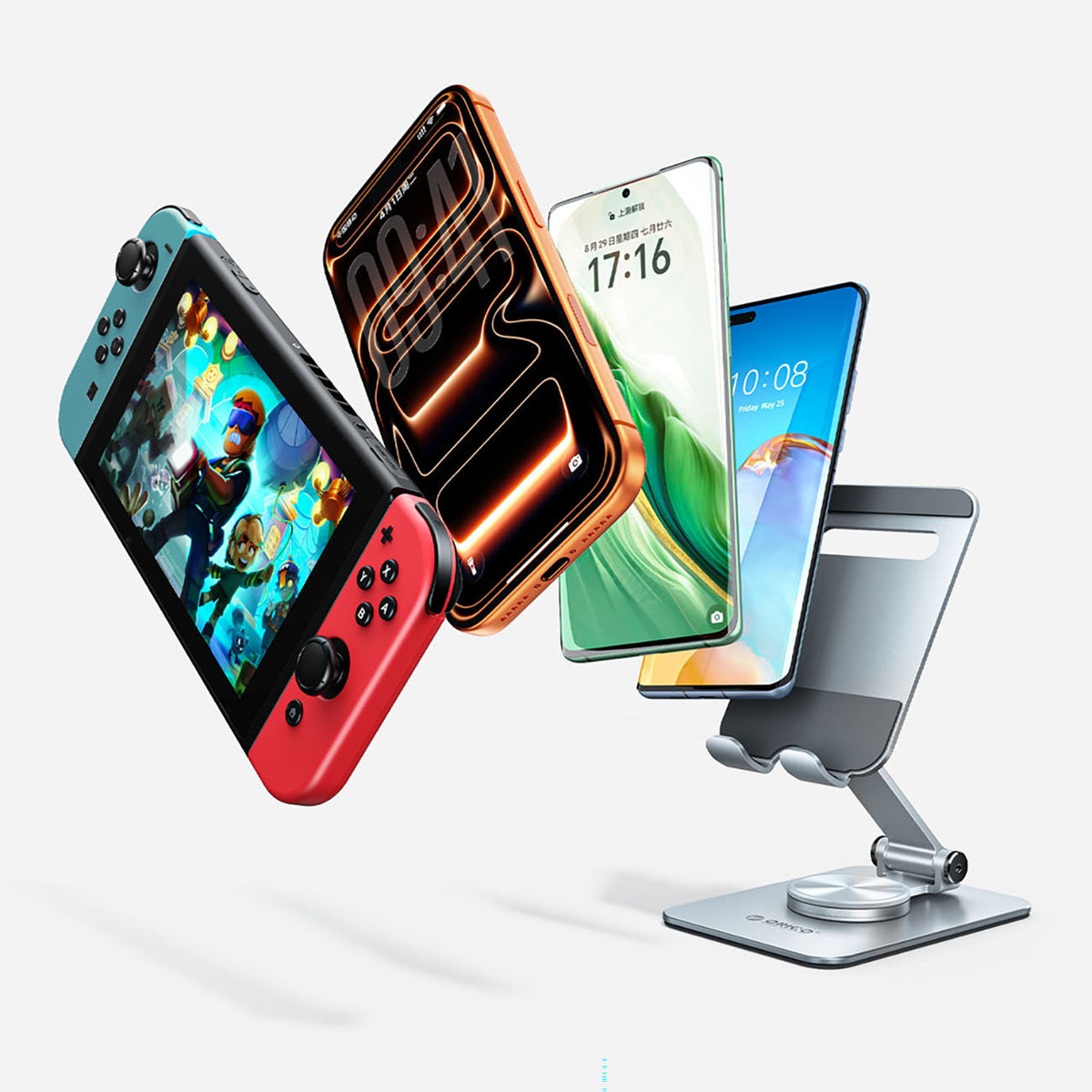 Stovas telefonui Orico PS2, sulankstomas, 360° pasukamas – sidabrinis -- Phone stands