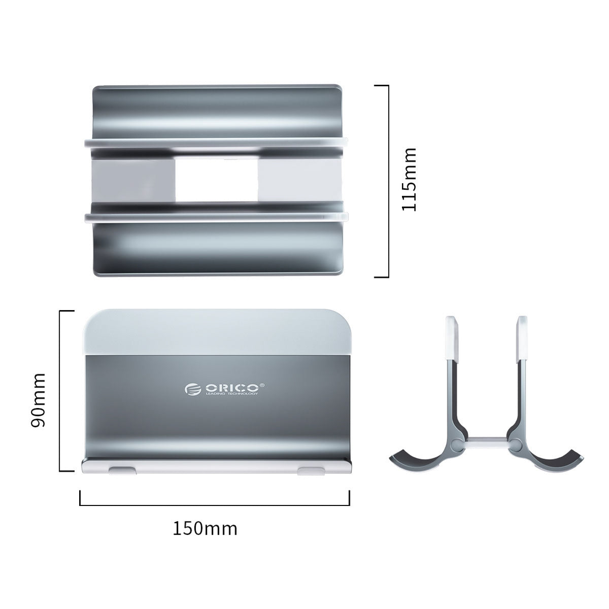 Stovas nesiojamajam kompiuteriui, planšetei ir telefonui Orico NPB2, vertikalus - pilkas -- Laptop Stands