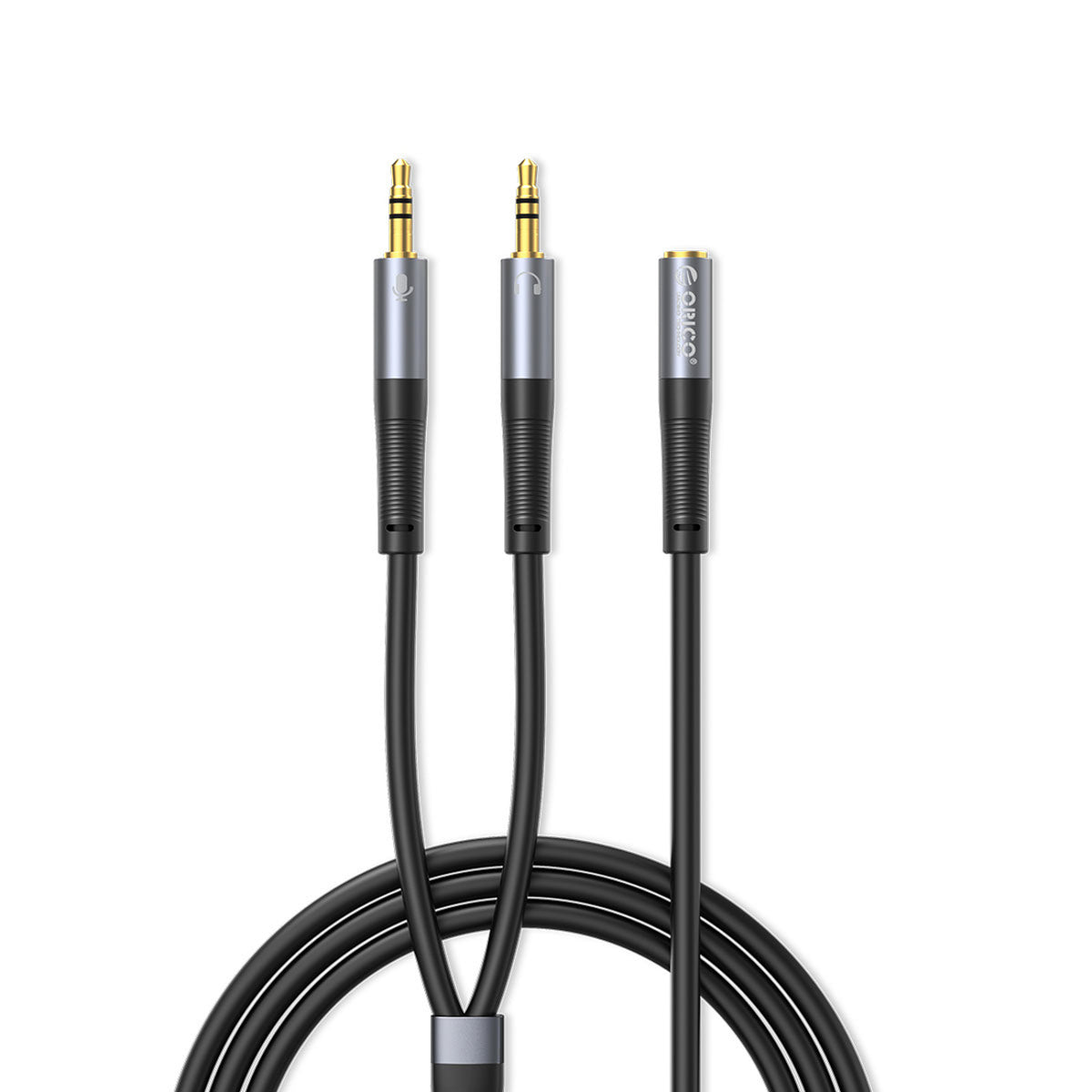 Garso adapteris Orico AX1 mini jack 3,5 mm ausinių ir mikrofono skirstytuvas 0,5 m – juodas -- Audio Adapters