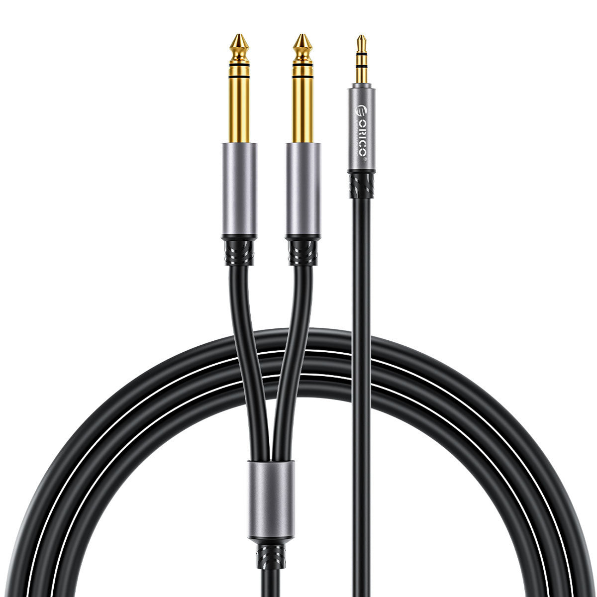 Garso kabelis Orico AX2N mini jack 3,5 mm į 2 x jack 6,5 mm 1 m – juodas -- Audio Cables