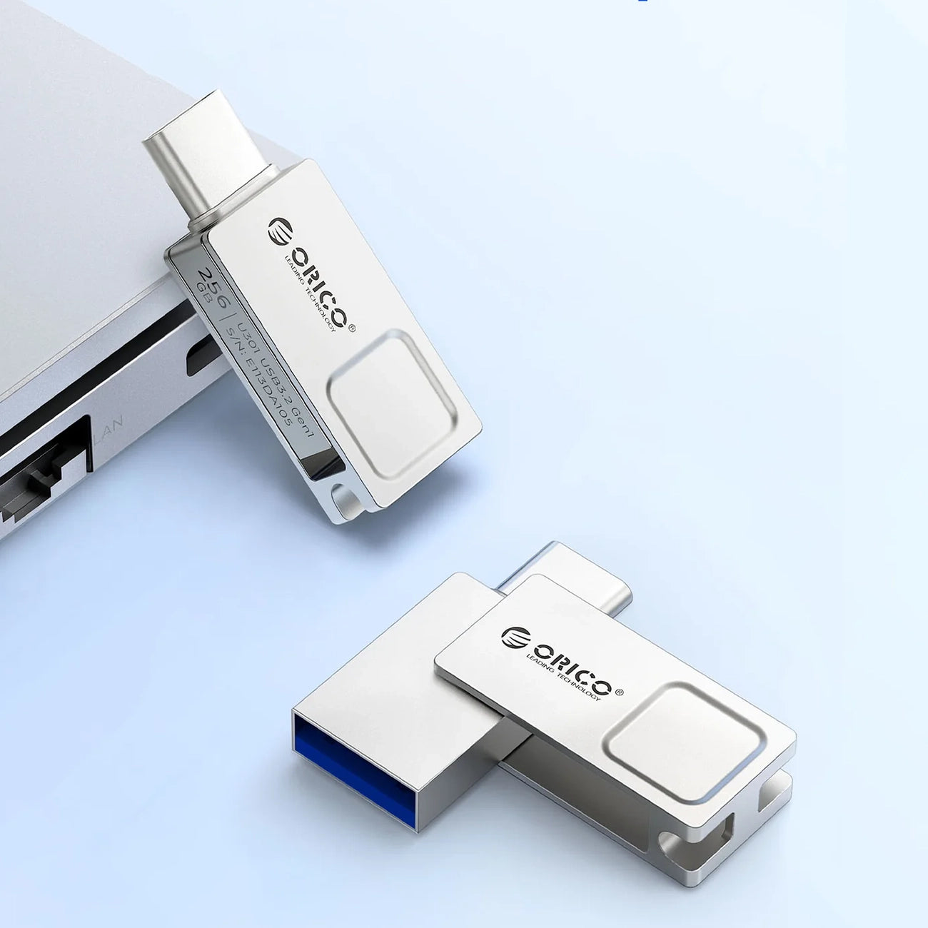 Orico U301 64GB USB-A USB-C USB 3.2 Gen 1 Atmintinė - Sidabrinė -- Uncategorized