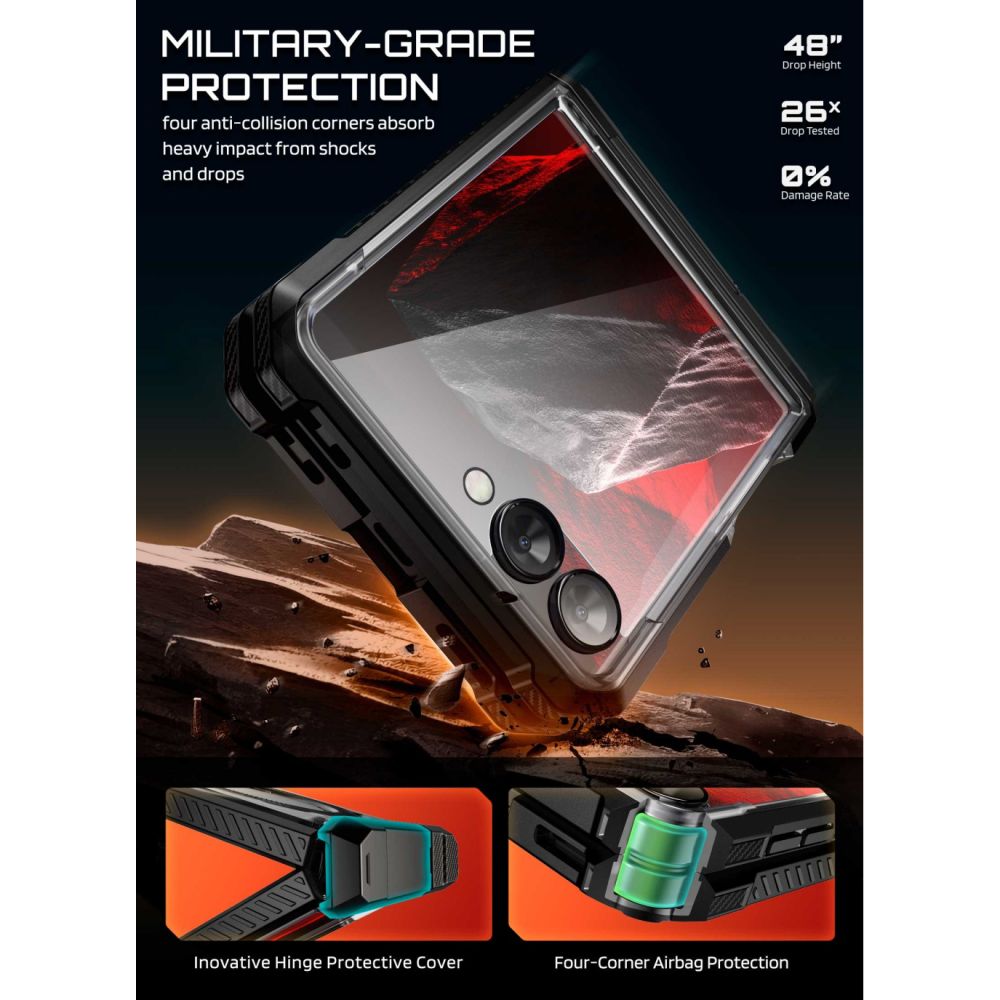 Supcase UB Grip Mag MagSafe dėklas Samsung Galaxy Z Flip 8 – juoda -- Samsung Galaxy Z Flip 8