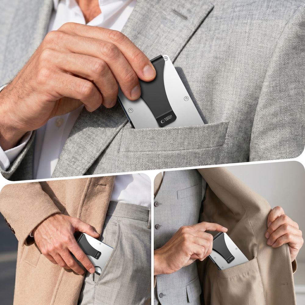 Tech-Protect Thorn RFID piniginė - Sidabrinė -- Uncategorized