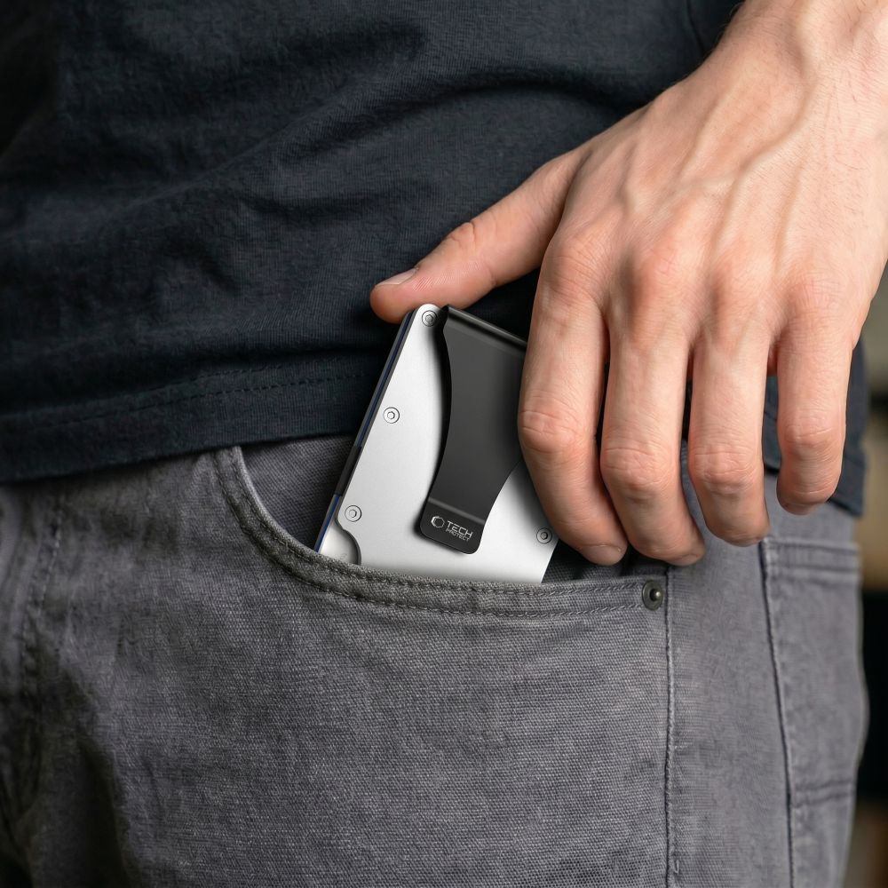 Tech-Protect Thorn RFID piniginė - Sidabrinė -- Uncategorized
