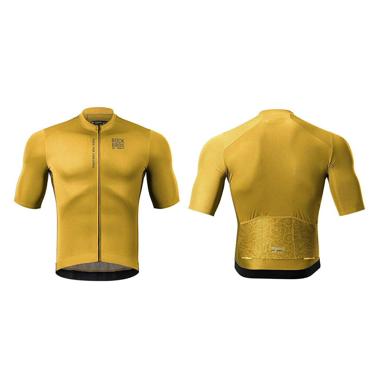 Dviračio marškinėliai Rockbros 15120014024 ROAD TO SKY vyriški trumpomis rankovėmis M - geltoni -- Cycling Jerseys
