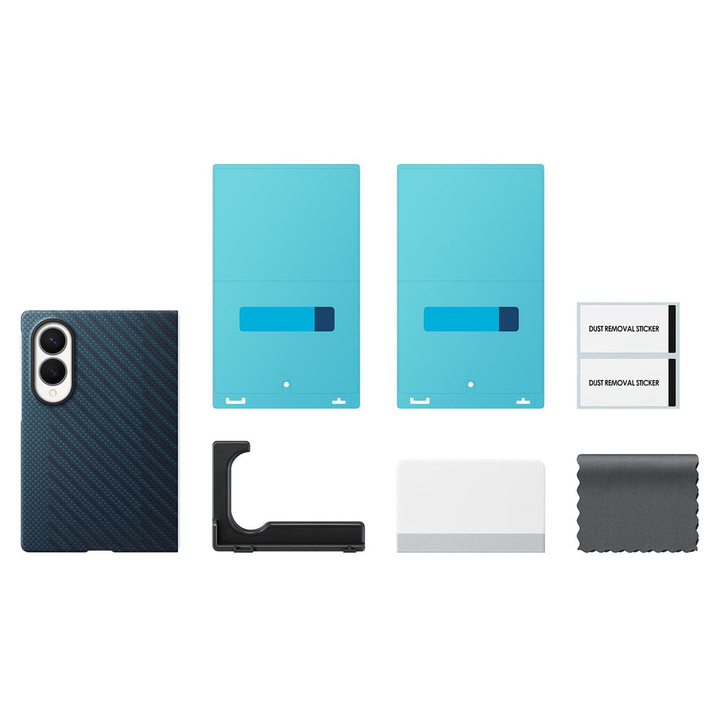 Samsung karbono magnetinis dėklas Galaxy Z Fold 8 su MagSafe suderinamumu + 2 atspindžio sumažinantys filmai - tamsiai...