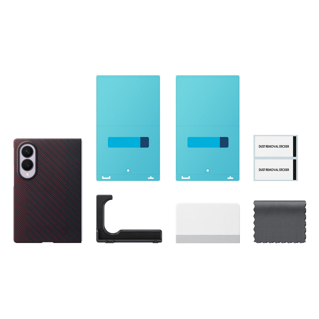 Samsung Carbon Magnet Case dėklas Samsung Galaxy Z Fold 8, suderinamas su MagSafe + 2 anti-atspindžio plėvelės - raudonas...