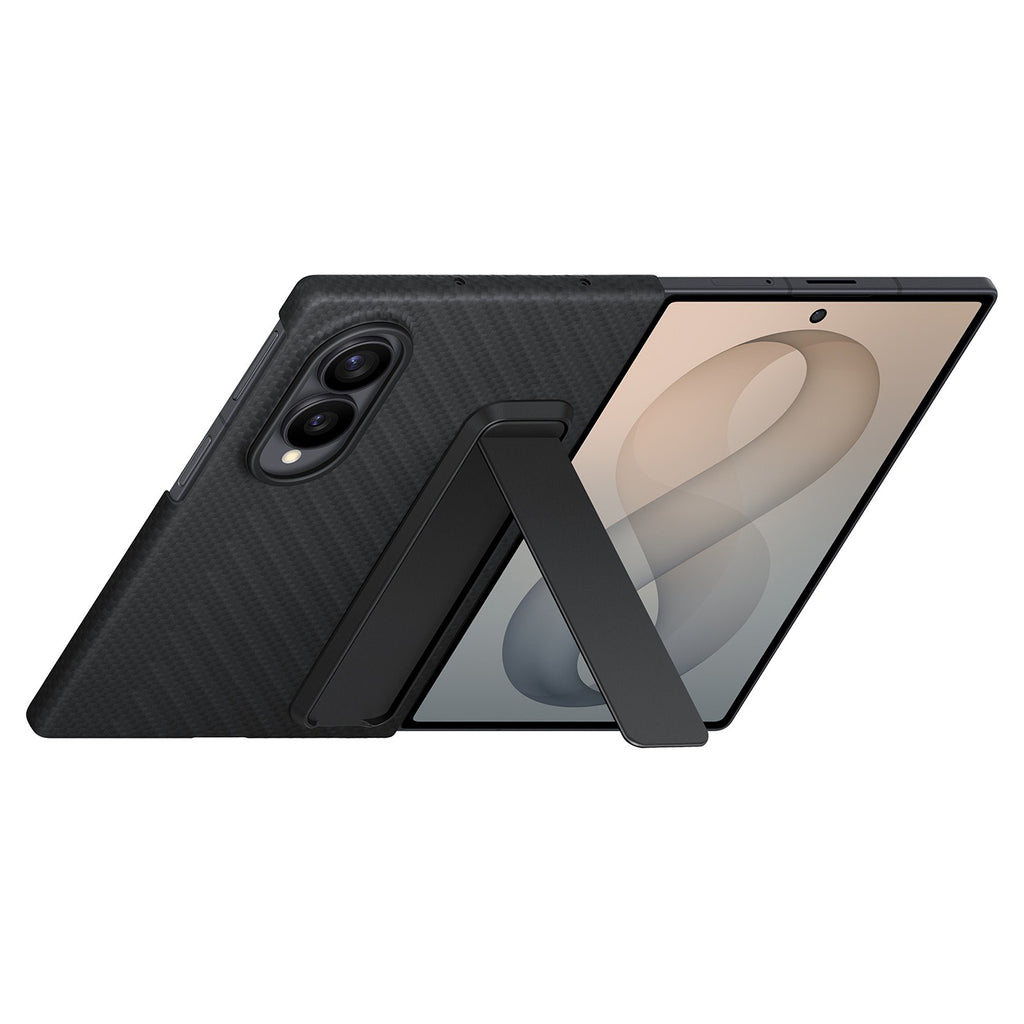 Samsung Carbon Standing Case EF-XF971SBE Samsung Galaxy Z Fold 8 su stovu + 2 antireflekcsinės plėvelės - juoda --...