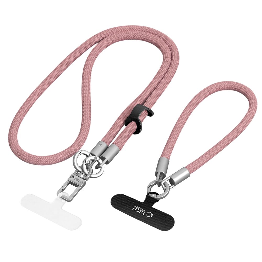Tech-Protect C10S Telefono virvė peties žemiau (114 cm) + Rankinė juosta (31 cm) - Rožinis titanas -- Other phone accessories