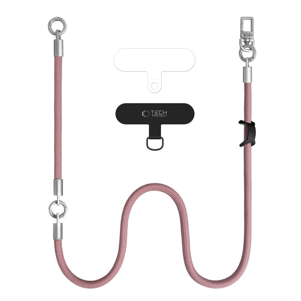 Tech-Protect C10S Telefono virvė peties žemiau (114 cm) + Rankinė juosta (31 cm) - Rožinis titanas -- Other phone accessories