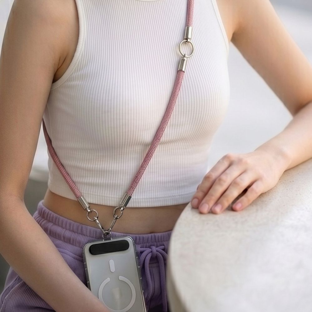 Tech-Protect C10S Telefono virvė peties žemiau (114 cm) + Rankinė juosta (31 cm) - Rožinis titanas -- Other phone accessories
