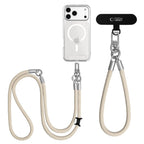 Tech-Protect C10S Telefono virvė peties žemiau (114 cm) + Rankinė juosta (31 cm) - Beige spalva su titanu -- Other phone...