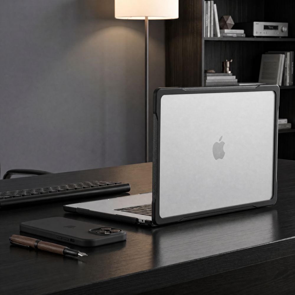 Tech-Protect Velar dėklas MacBook Air 13" 2023 / 2024 / 2025 / 2026 – Skaidri juoda -- MacBook Air 13" 2023/2024/2025/2026