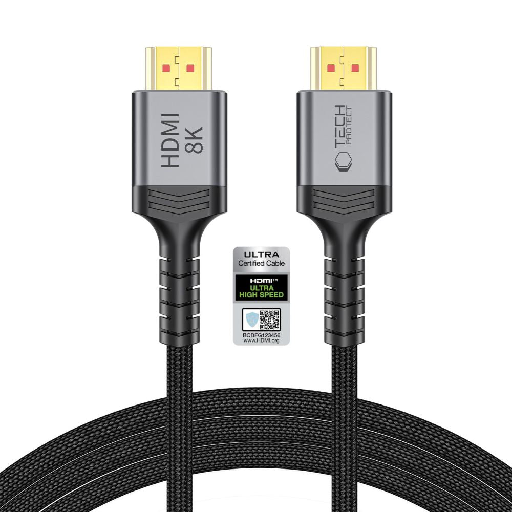 Tech-Protect UltraBoost HDMI 2.1 4K 120HZ / 8K 60HZ kabelis 200 cm - juodas -- Cell phone cables