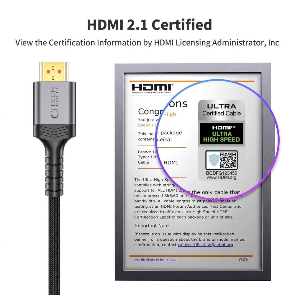 Tech-Protect UltraBoost HDMI 2.1 4K 120HZ / 8K 60HZ kabelis 200 cm - juodas -- Cell phone cables